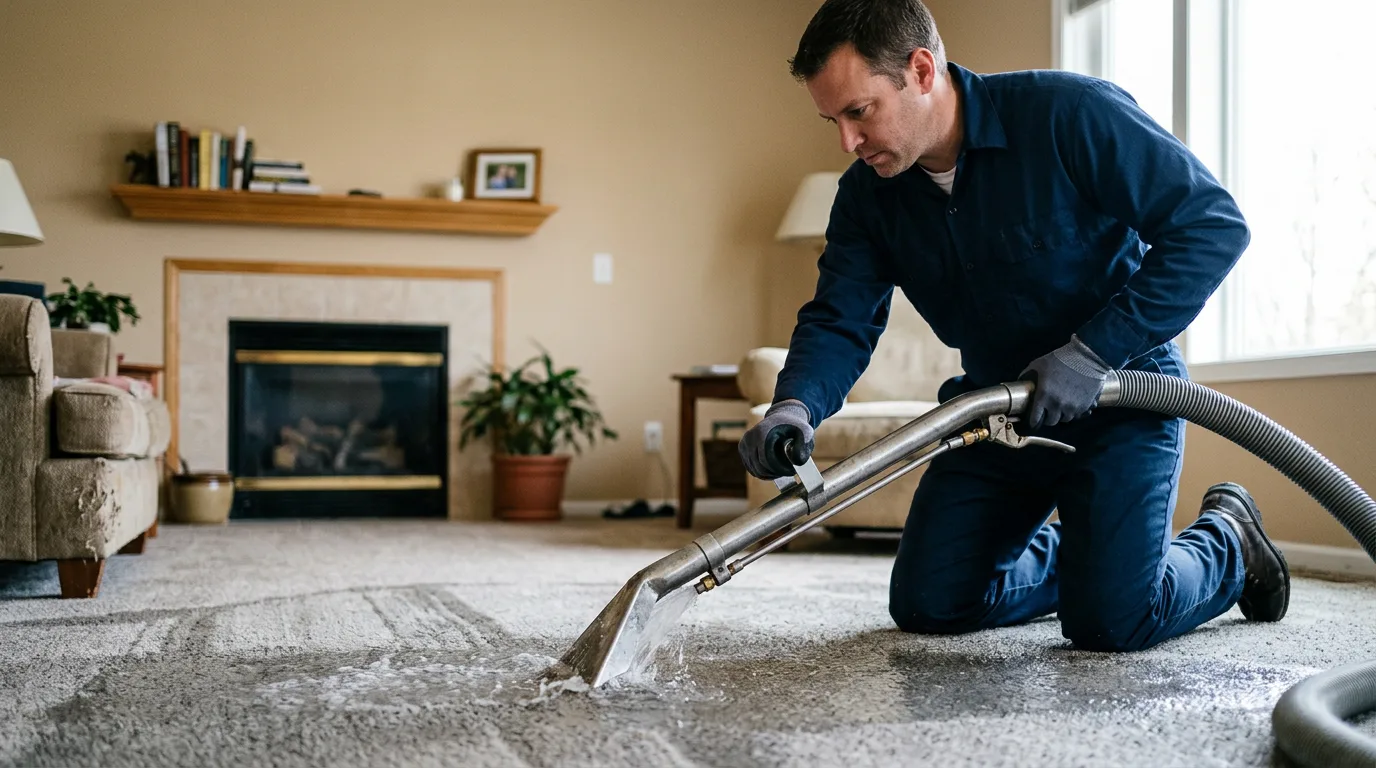 Water damage restoration technician working near Mohall, ND